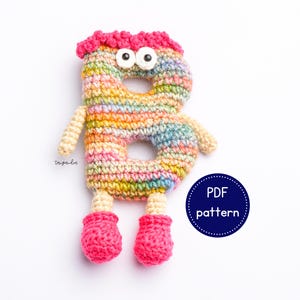 Patrón Amigurumi Alfabeto Letra B, Muñeca de ganchillo para regalo de cumpleaños, Regalo perfecto para niños pequeños.