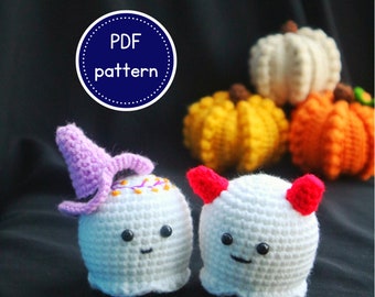 Amigurumi Ghost Halloween Pattern, Crochet Cute Halloween Doll Decoration, White Ghost for Halloween, Mini Amigurumi Plushie Embordiary Doll