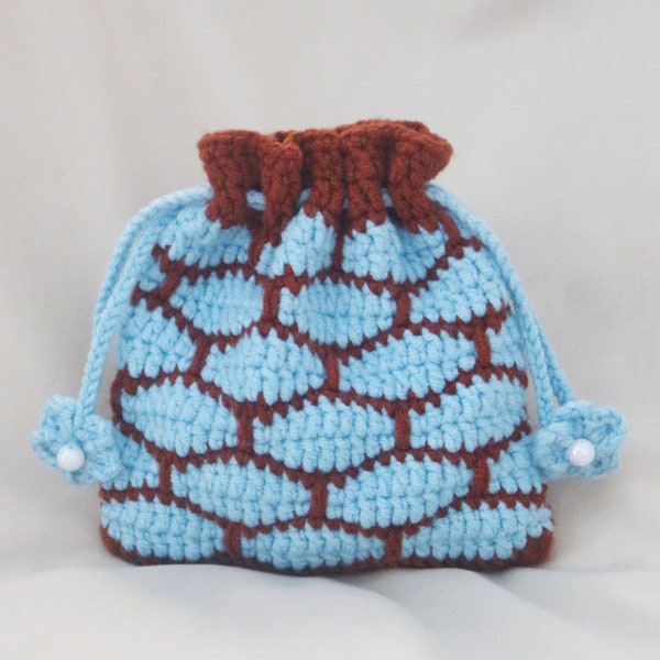 Crochet makeup pouch multipurpose, travel bag organizer for small cosmetics, handmade bag for birthday gift.