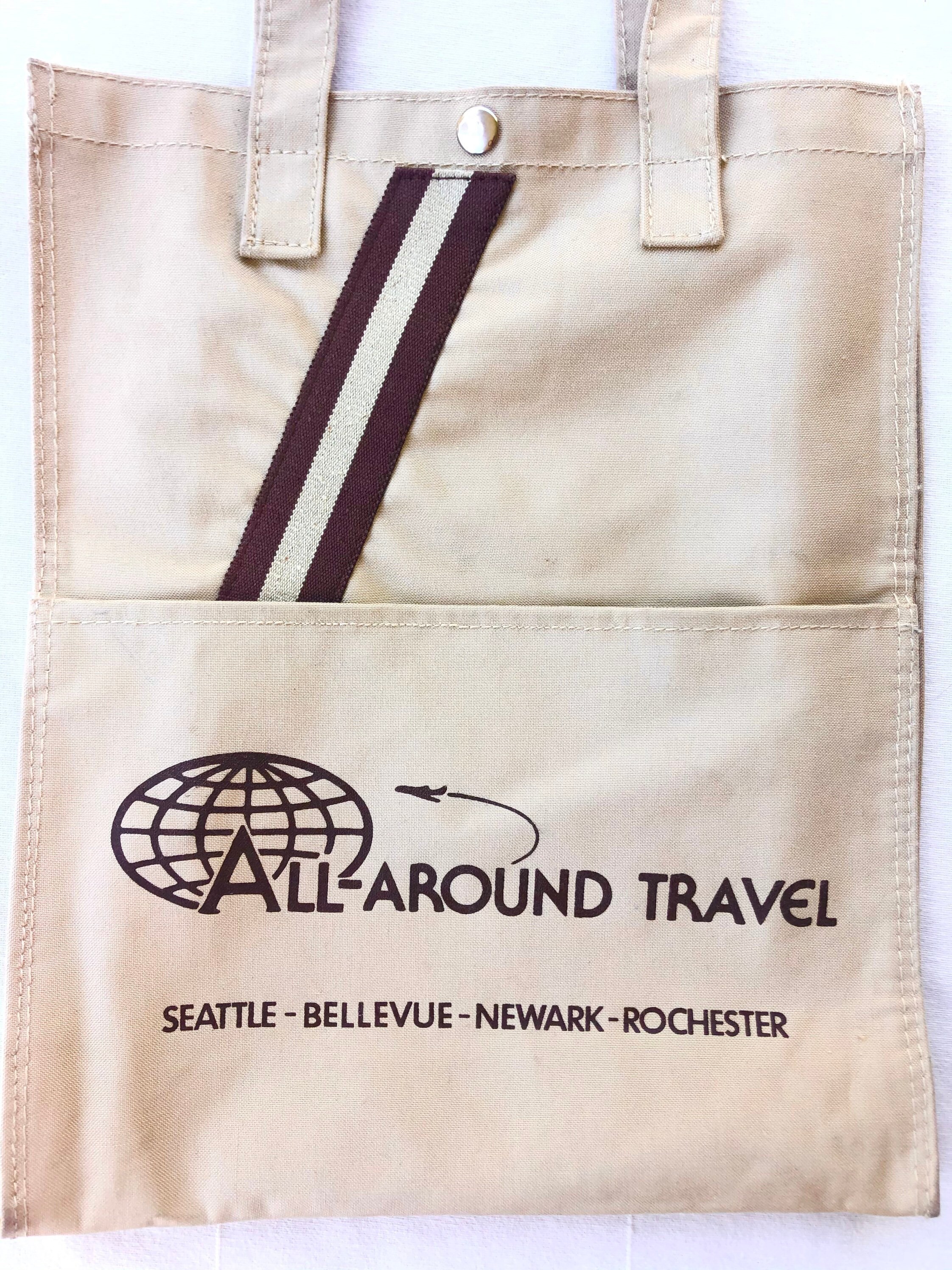 Travel agency vintage tote 80s brown tote bag Seattle Etsy