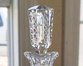 Vintage Lead Crystal Wheel Cut Rose Pattern Cruet Oil Decanter Pitcher with Stopper