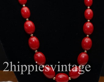 Vintage Monet Gold and Red Vintage Jewelry Necklace  |