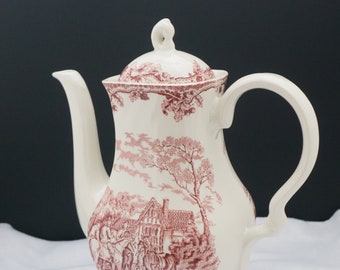 Farmhouse Kitchen 7 Cup Myott Pottery Coffee Pot Mid Century Modern Decor Rustic Classic Stoneware Pottery Tea Pot Retro Collectible