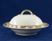 Vintage Tressemanes and Vogt China from Limoges, France ca 1910 - 7 quot Round Covered Butter Dish