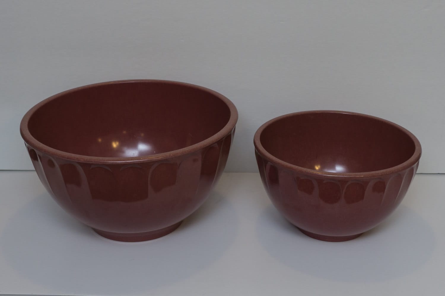 Pair of Vintage 1950s Boonton Raspberry Melmac Mixing Bowls