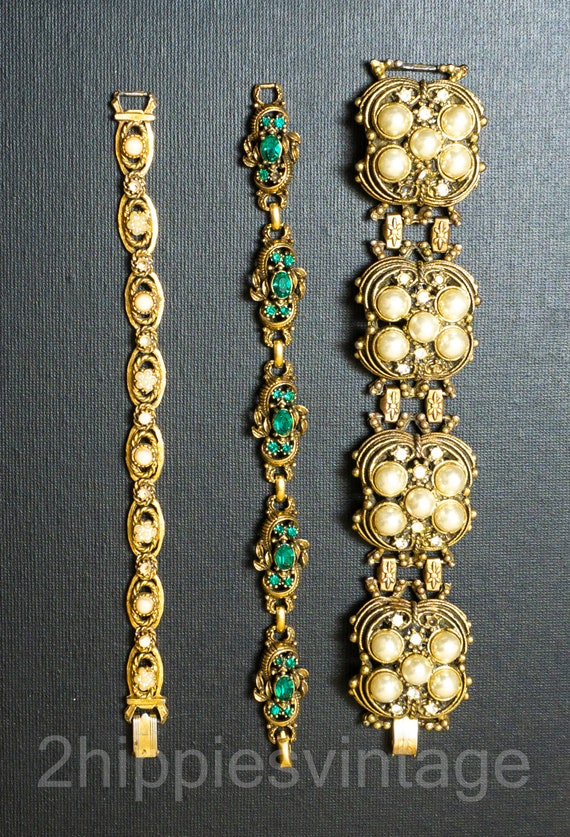 Three Florenza Coro Vintage Costume Jewelry Brace… - image 9