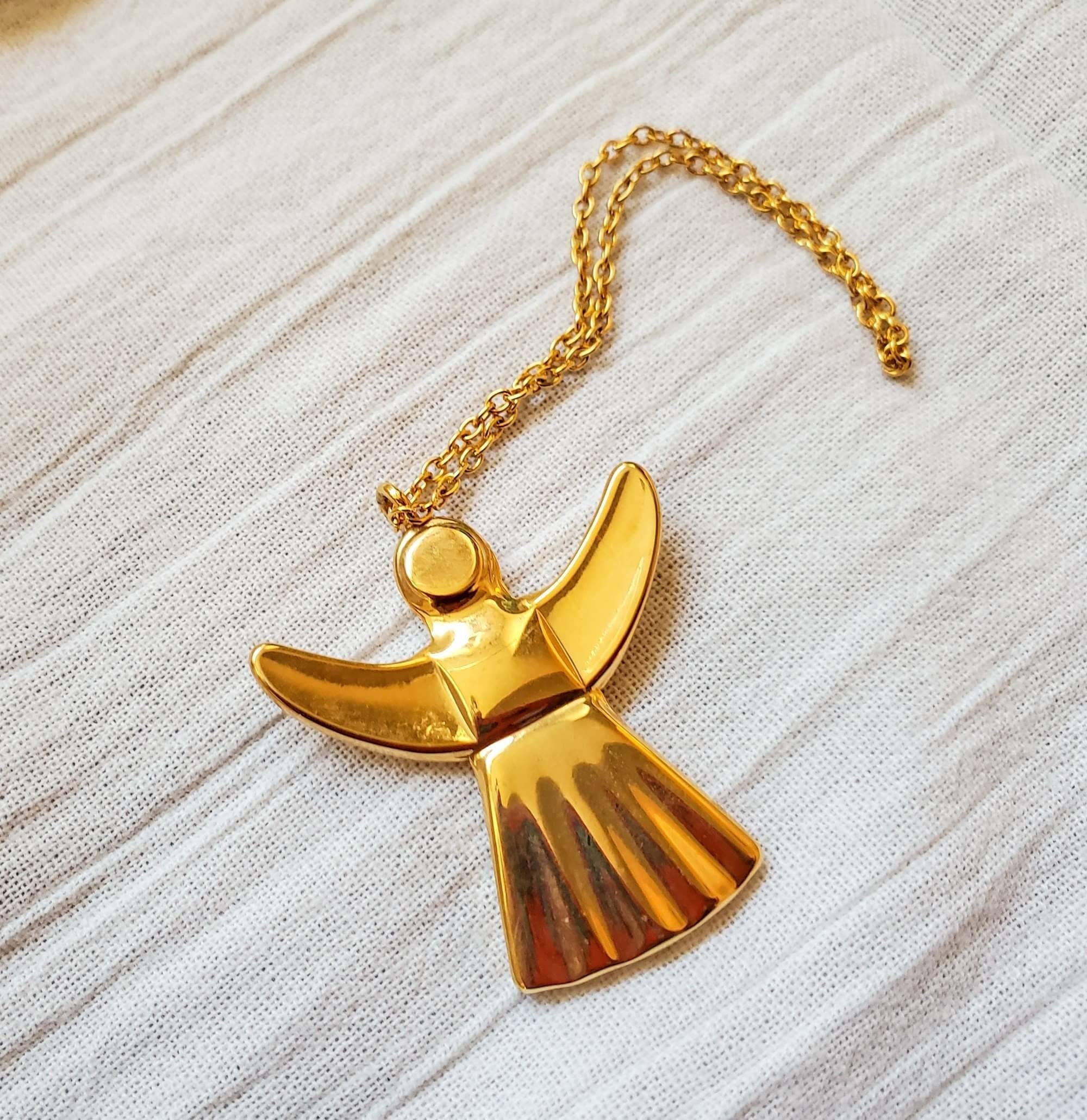 Vintage Danish Jensen Gold Plated Angel Christmas Holiday Ornament