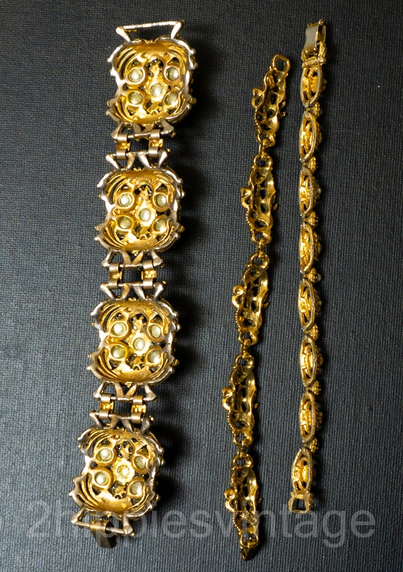 Three Florenza Coro Vintage Costume Jewelry Brace… - image 8