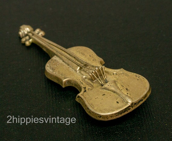 Vintage Sterling Violin Brooch Pin Signed Lang