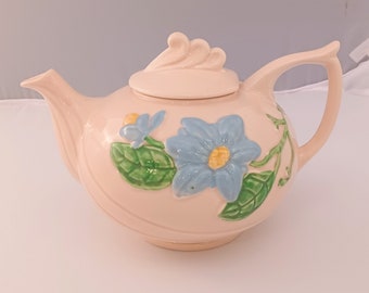 Vintage USA Hull Art H-20-6 1/2" 1940's Pink Blue Magnolia Teapot