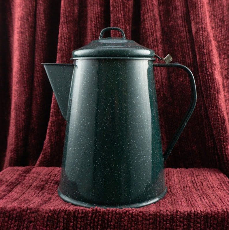 Vintage Dark Blue Enamelware Graniteware Stove Top Coffee Pot Etsy