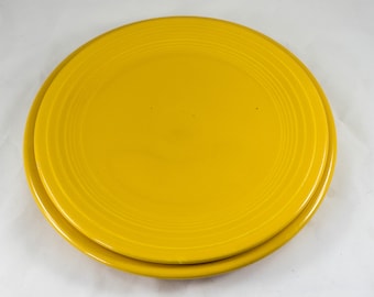 TWO Pieces Discontinued Original Yellow Fiestaware Dinner Plate Salad Plate