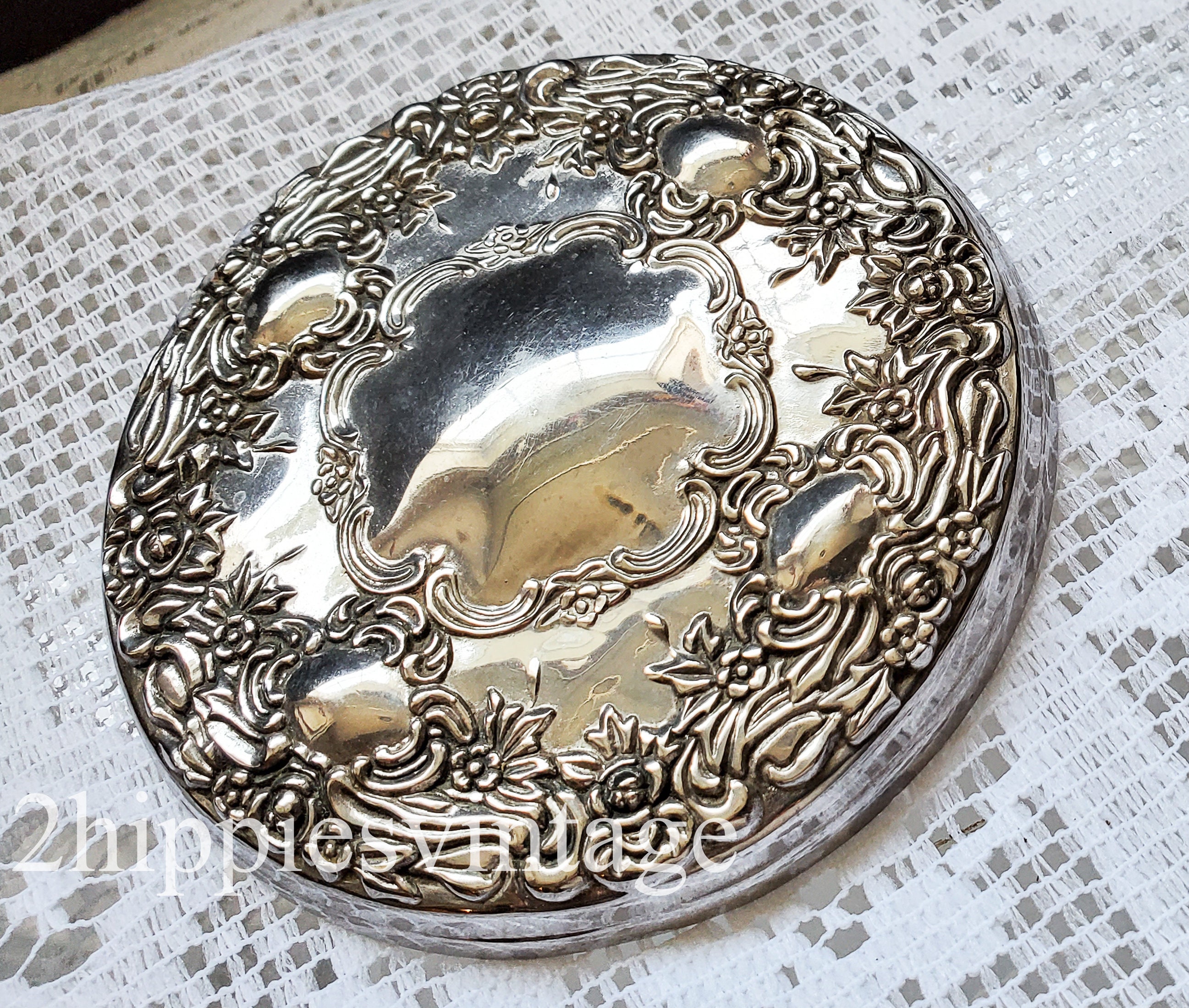 Silver Vanity Pieces Mirror Trinket Box