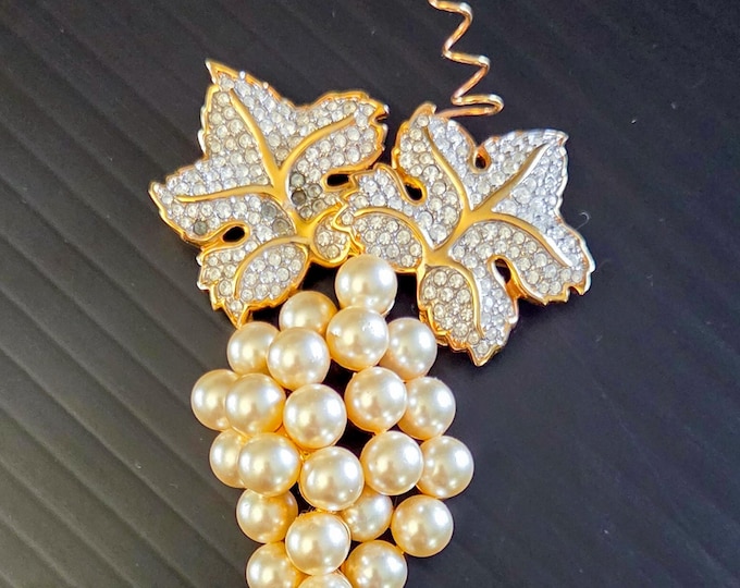 Featured listing image: Vintage Signed Retired Swarovski Gold-plated Grape Cluster Brooch