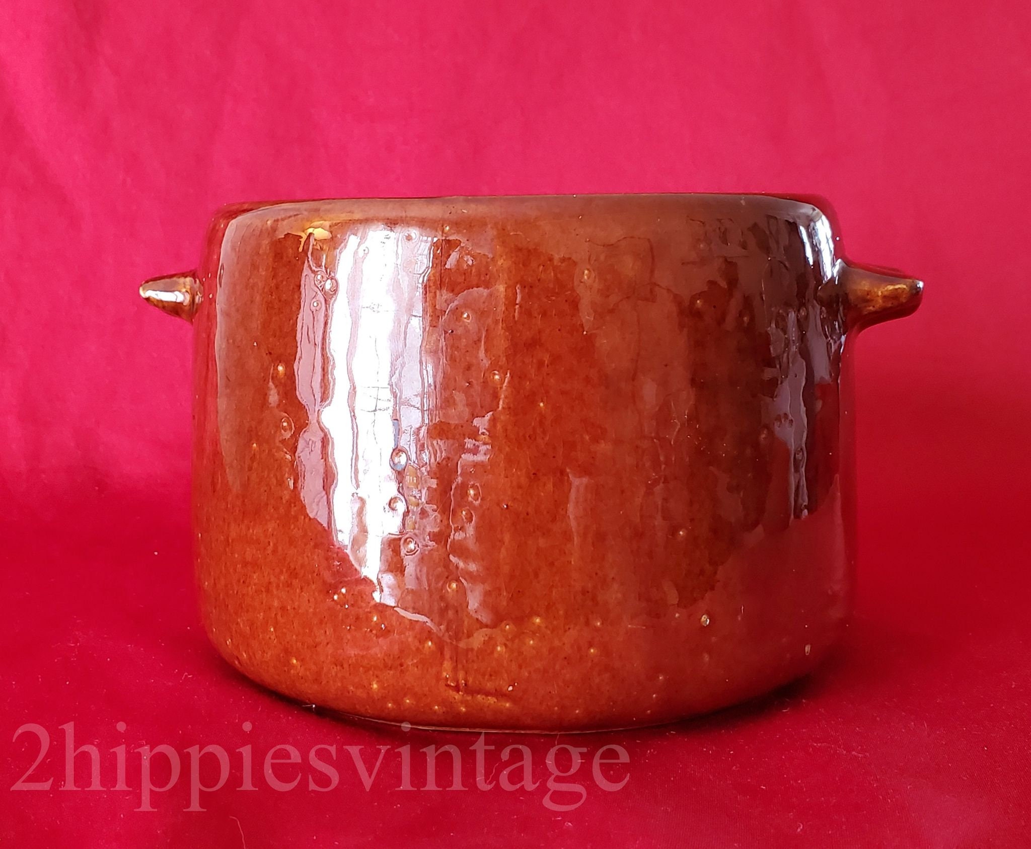 Large Vintage Stoneware Brown Crock Bean Pot No Lid Stamped West Bend