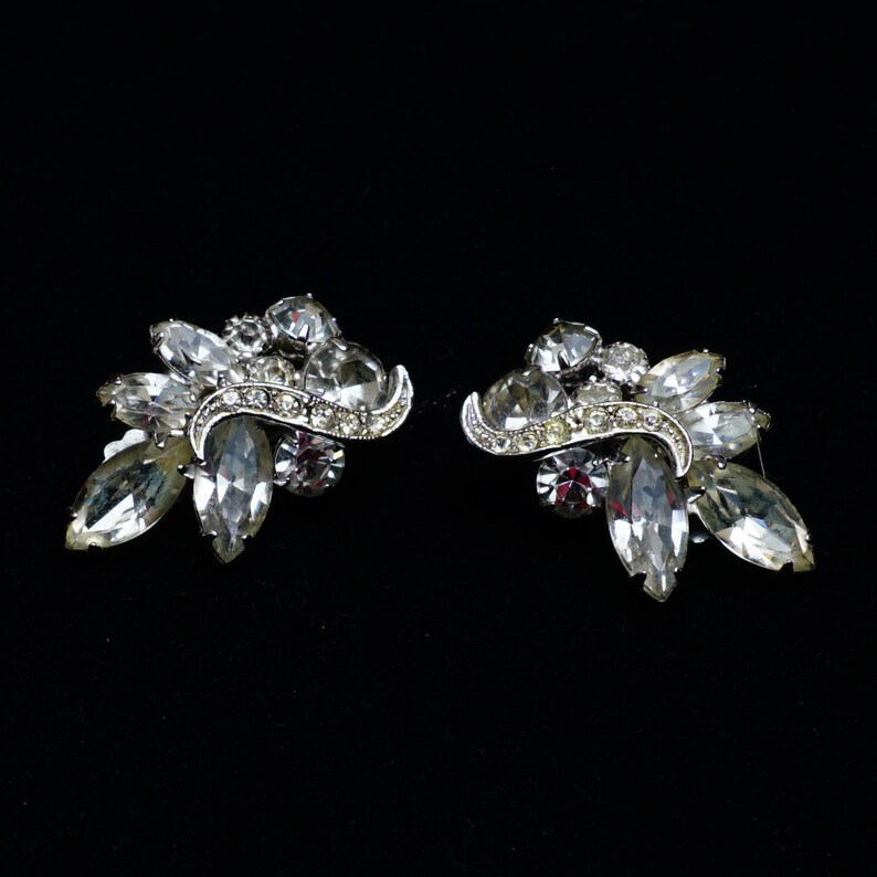 Vintage Signed Weiss Formal Rhinestone Clip Earrings Icing Etsy