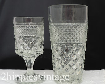 Vintage Flat Iced Tea Glass and Stemmed Claret Wine Glass in Wexford by ANCHOR HOCKING 1960s