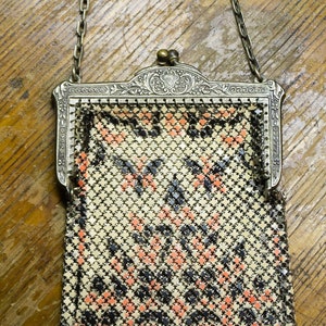 Antique Mandalian Mfg Co Mesh Enameled Metal Flapper Purse Bag image 3