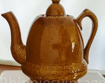 Vintage Brown Glaze Acorn Teapot