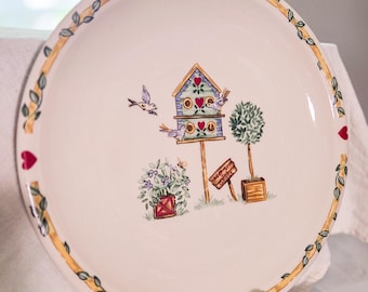 FOUR Vintage 10 Inch Dinner Plates Birdhouse by Thomson 2000 to 2006 Discontinued