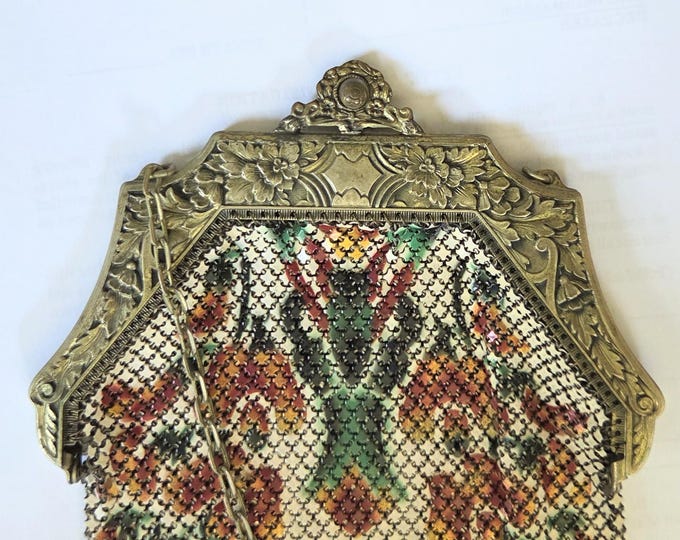 Featured listing image: Antique Mandalian Mfg Co Mesh Enameled Metal Flapper Purse Bag