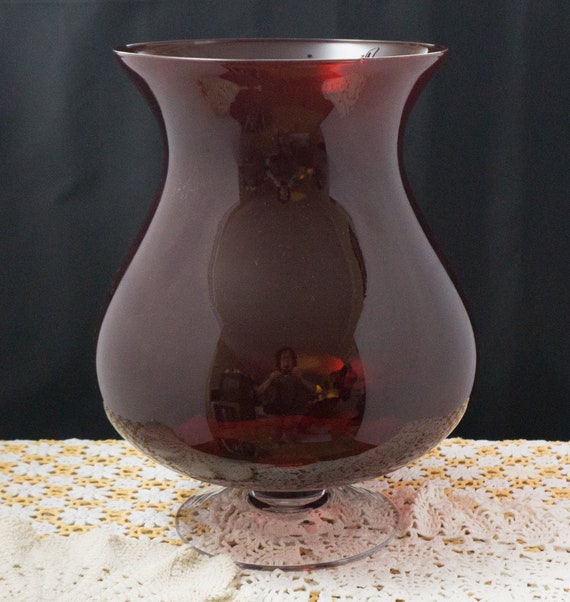 Large Discontinued Ruby Red Hurricane Lamp By Partylite Etsy
