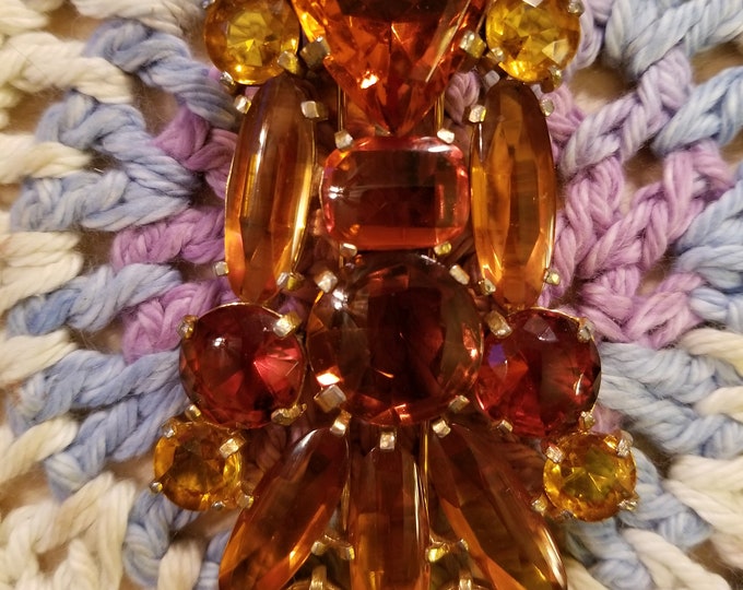 Featured listing image: Very Early Fallon & Kappel Fur Clip Brooch Root Beer Butterscotch Cabachon Immense Unmarked