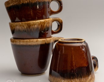Four Coffee Size Mugs Brown Drip (House and Garden, Mirror Brown) by Hull