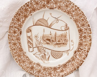 Antique Cairo by Copeland Ceramic Brown Transferware Plate