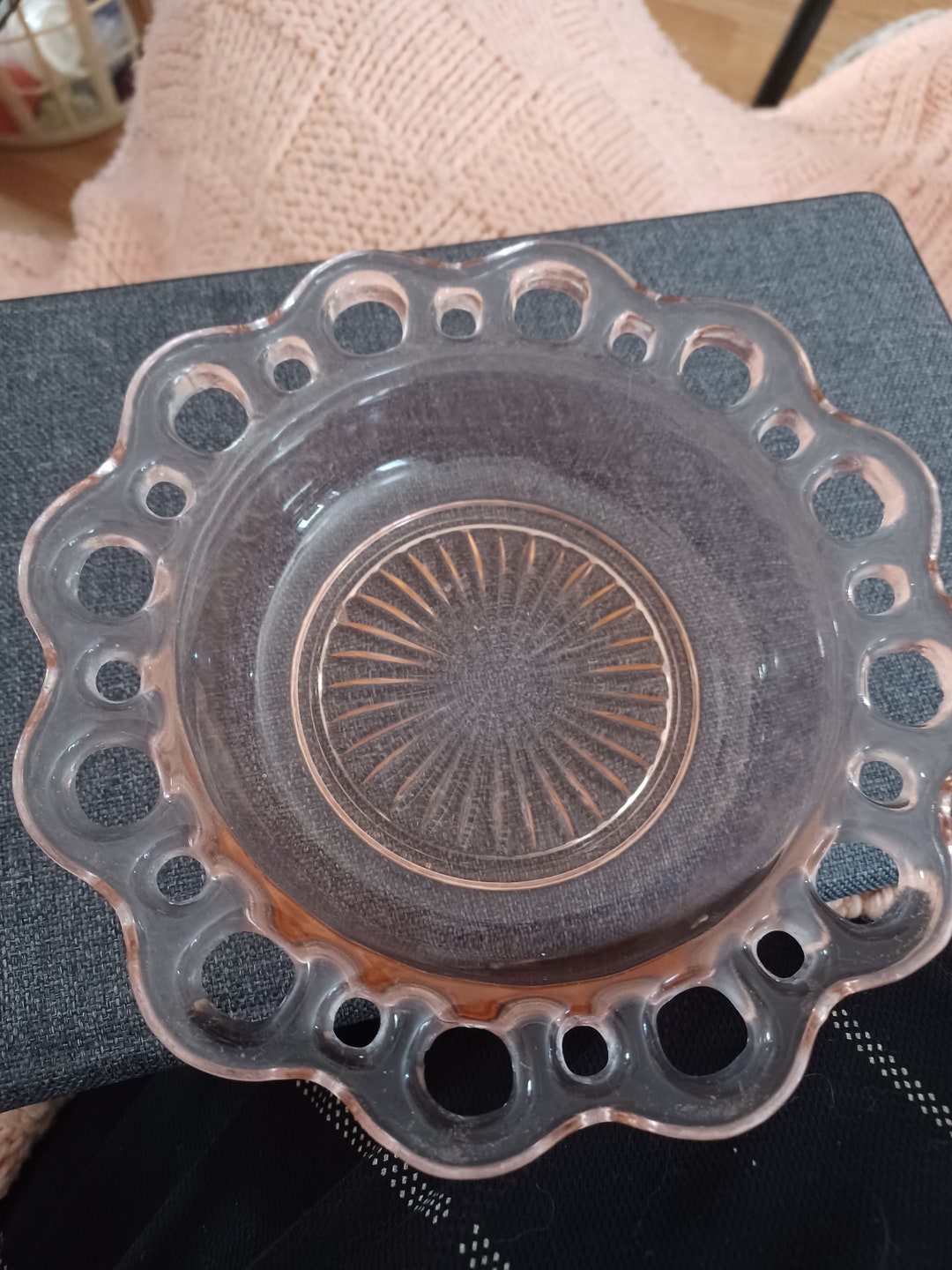 Pink Cereal Bowl 61/2 in Lace Edge Pink by Anchor Etsy