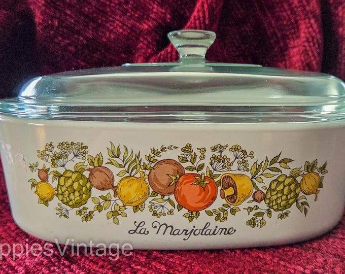 Featured listing image: Vintage Corning Ware La Marjolaine Casserole Dish with Pyrex Lid (2 Quart)