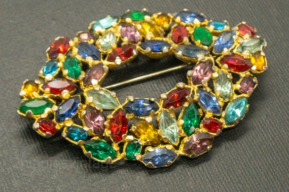 Enormous Early Vintage Unsigned Multi-Colored Rhi… - image 1