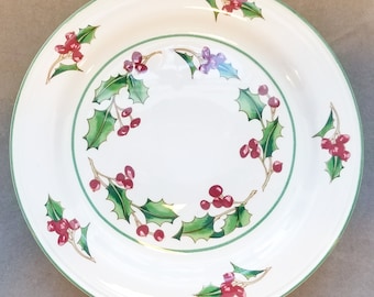 Stechpalme und Beeren weiße Weihnachten von SANGO TWO Vintage Open Candy Dishes Footed Plates