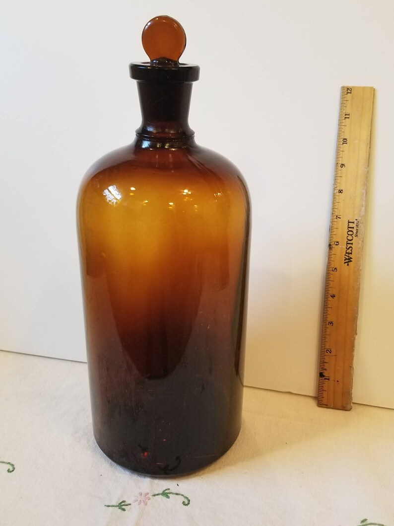 Rare Antique Illinois Glass Amber Acid Bottle A29 Apothecary Etsy