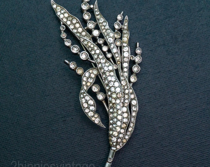 Featured listing image: Enormous 1940s Alfred Spaney Design for Trifari Rhinestone Brooch Pin