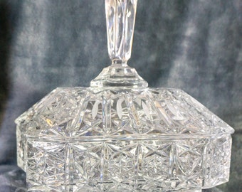 Vintage Cut Glass Footed Lead Crystal Compote Candy Nut Dish
