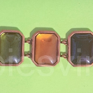 YSL Yves Saint Laurent MCM Mid Century Autumn Colored Glass Cabachon Link Bracelet