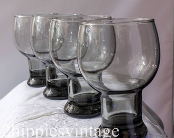 FOUR Beer Glasses in Sundown (Smoke) by FEDERAL GLASS 1971