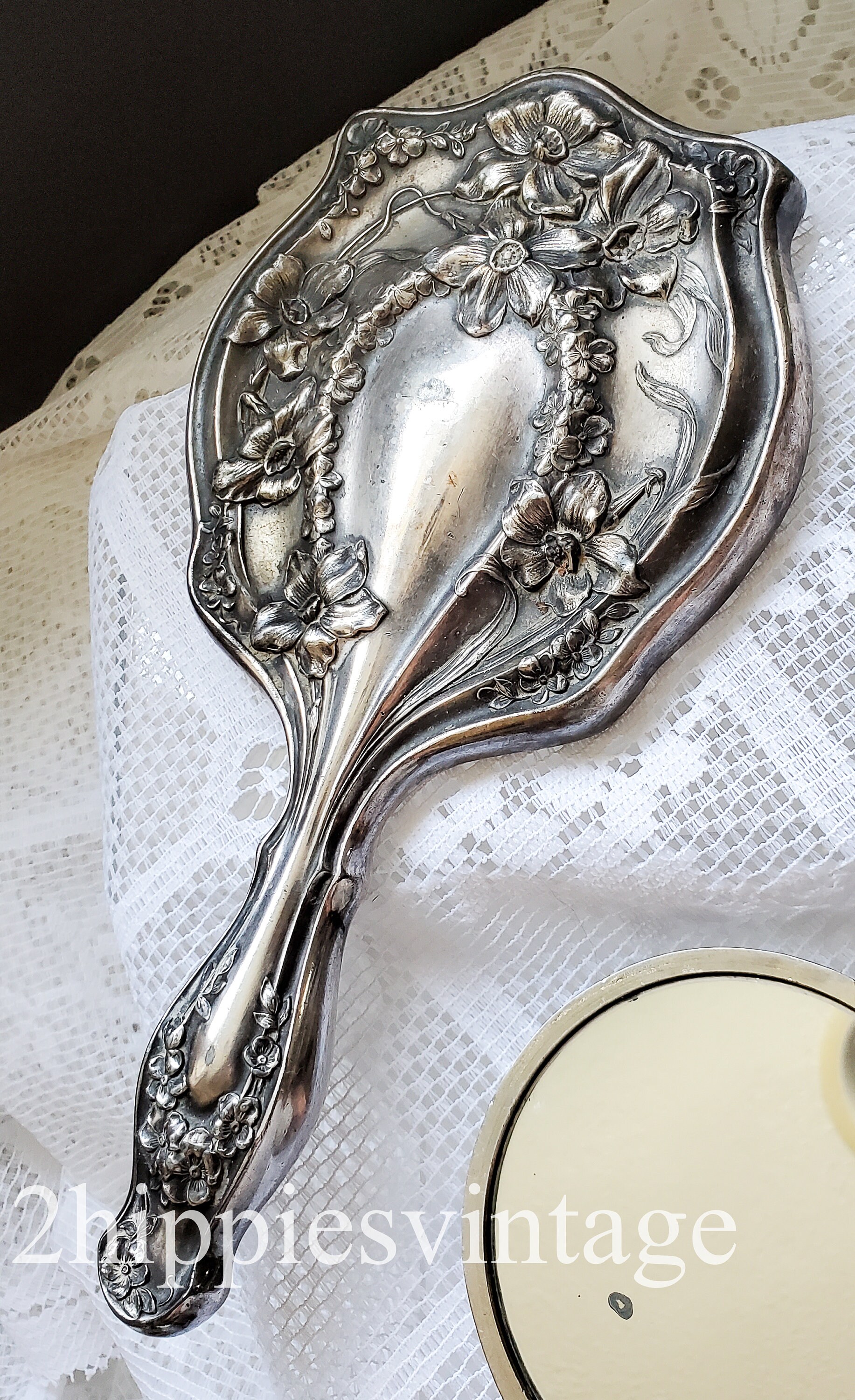 Silver Vanity Pieces Mirror Trinket Box