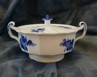 Vintage Blue Flowers by Royal Copenhagen Large Handled Footed Sugar Bowl and Lid