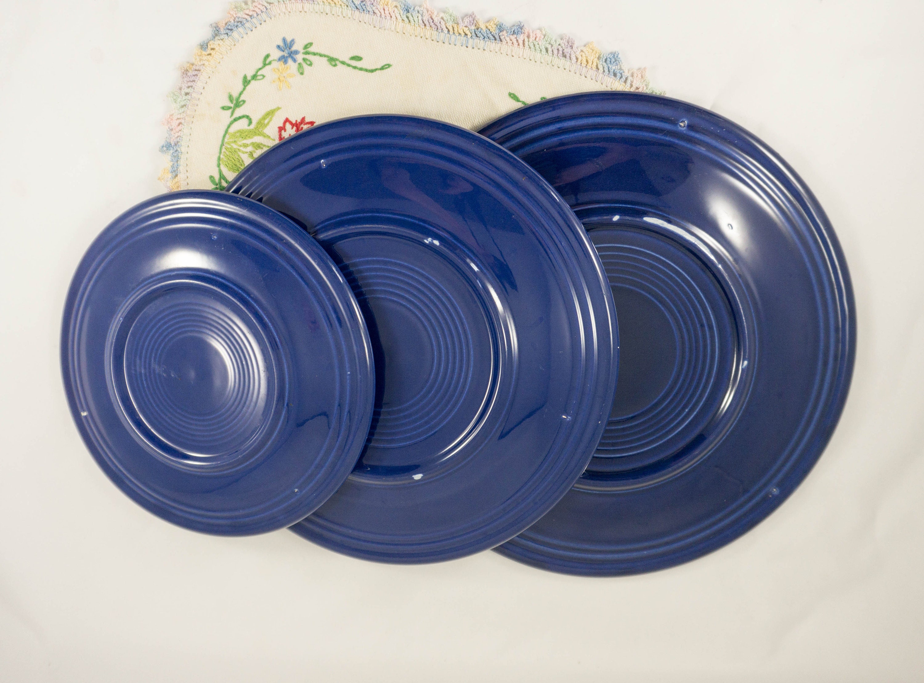 Vintage Lot of Cobalt Blue Original Fiestaware Dinner Luncheon Bread Plates