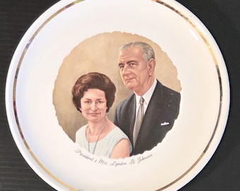 Vintage Lyndon B. Johnson samlartallrik av Enoch Wedgewood England 1974