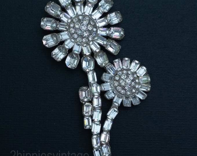 Featured listing image: Immense Vintage Signed Staret Rhinestone Showstopper Runway Rhinestone Brooch Pin 1940s