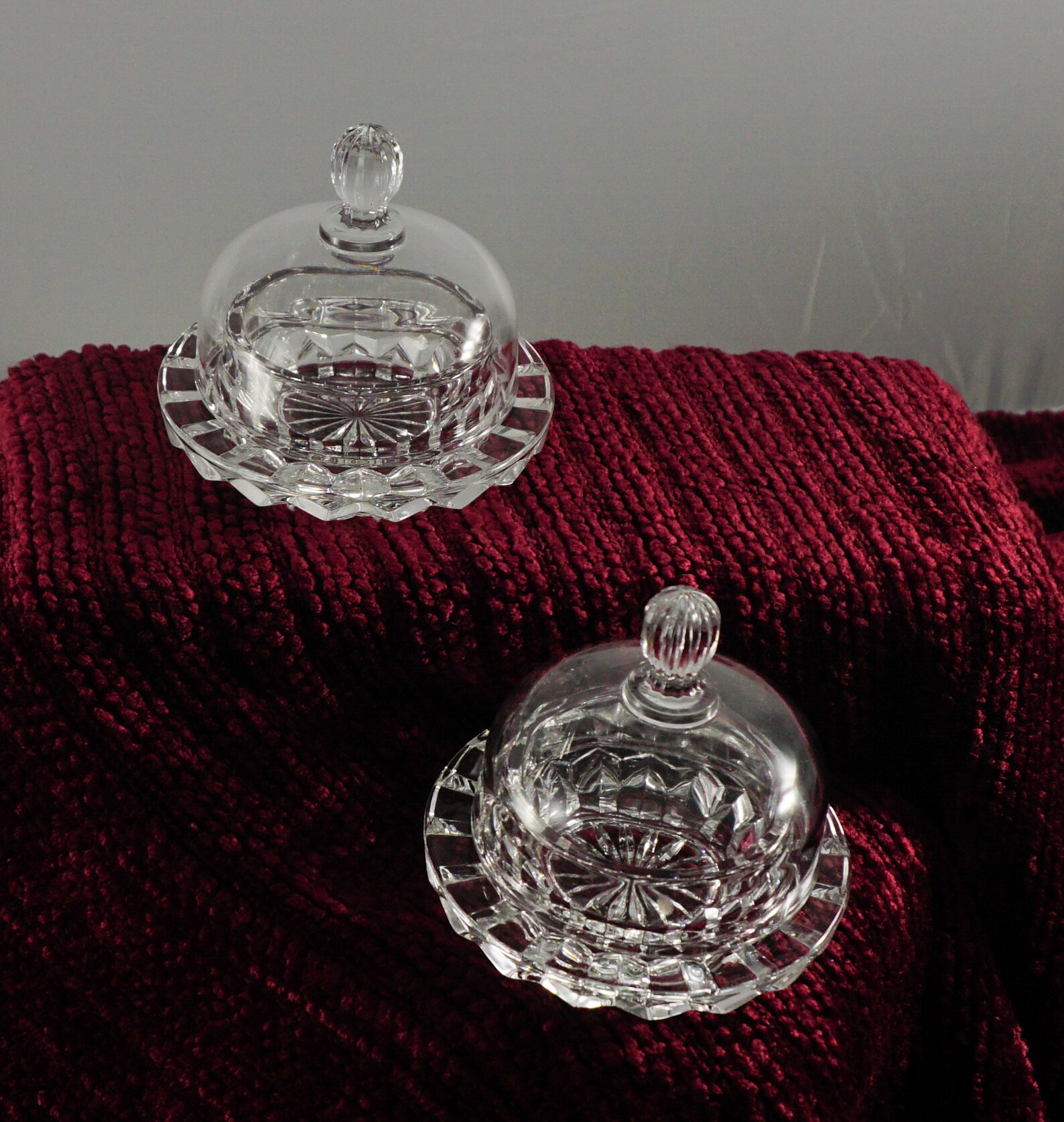 TWO Vintage Individual Round Butter Dishes with Lids Salina by Etsy