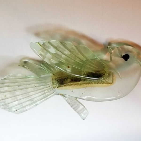 1940s Large Carved Lucite Celluloid Bird Brooch Pin