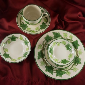 Four Piece Vintage Jade Green Asian Influenced Heavy Pottery Andrea by Sadek