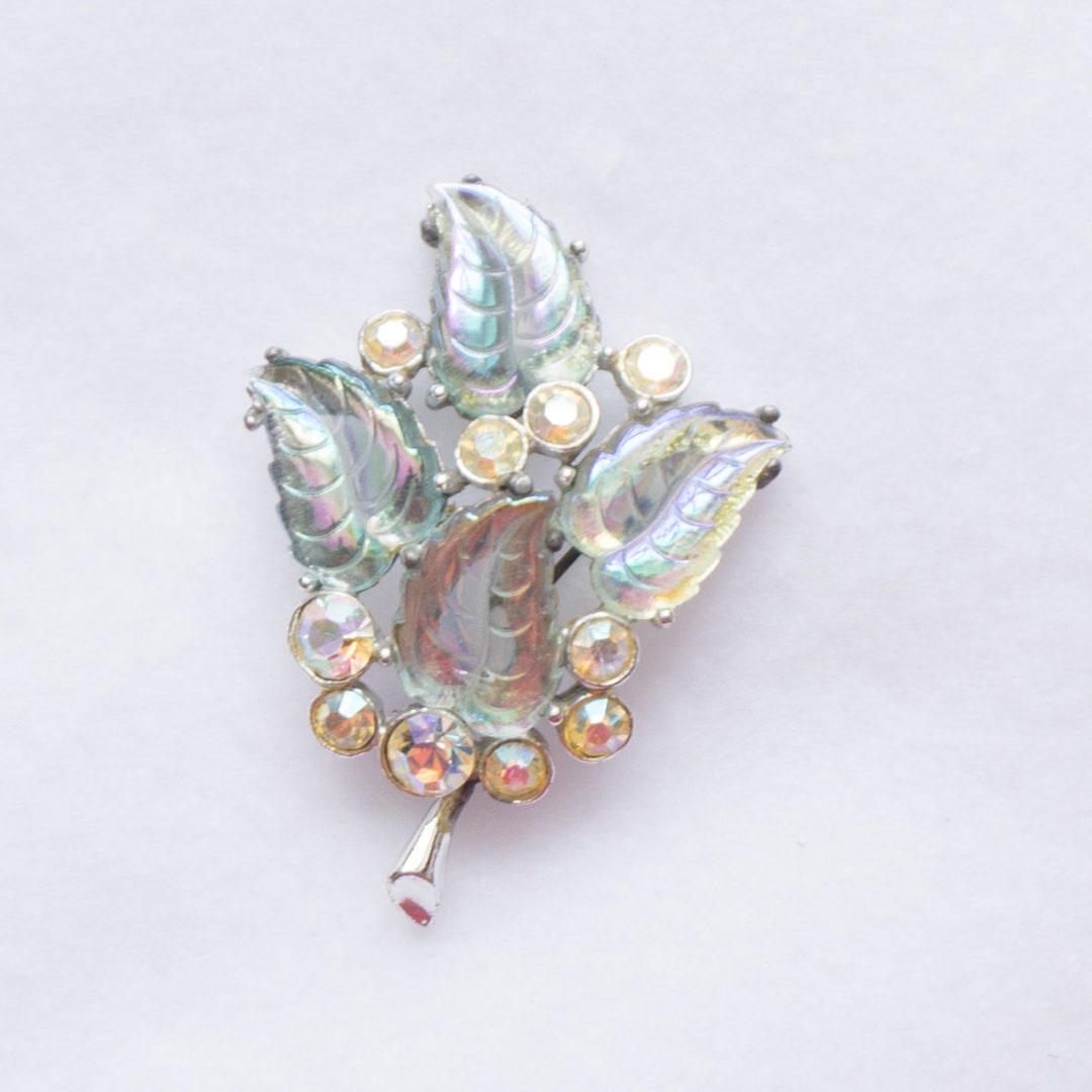 Broche Vintage En Cristal De Bohème - Années 60/70 - Occasion - Fabriquée En France