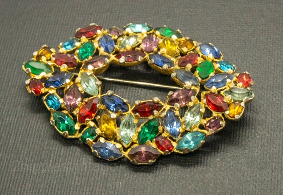 Enormous Early Vintage Unsigned Multi-Colored Rhi… - image 3