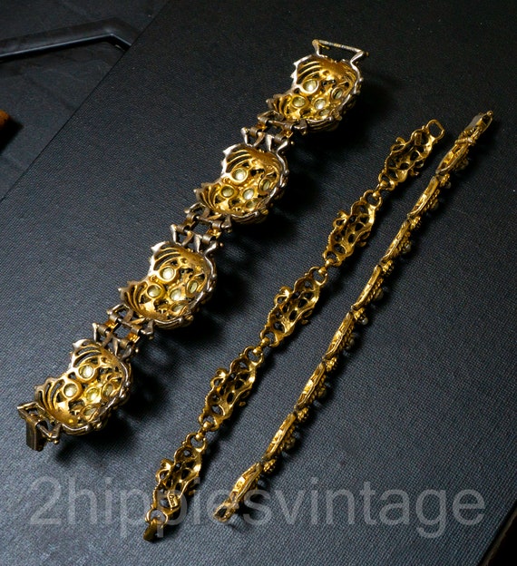 Three Florenza Coro Vintage Costume Jewelry Brace… - image 7