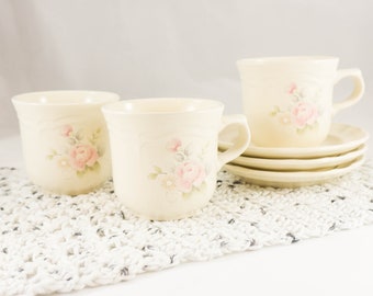 Seven Sets Tea Rose by PFALTZGRAFF THREE Cups and Saucers Vintage Discontinued Retired